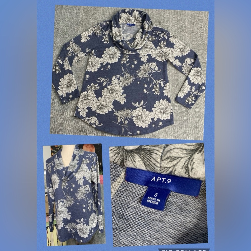 Apt. 9 Relaxed Cowl Neck Floral Shirt Size Small